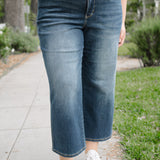 Cassandra Mid Rise Tummy Control Crop Wide Leg Jeans - PLUS