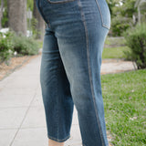 Cassandra Mid Rise Tummy Control Crop Wide Leg Jeans - PLUS