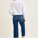 Wren High Rise Button Fly Distressed Hem Crop Wide