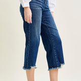 Wren High Rise Button Fly Distressed Hem Crop Wide