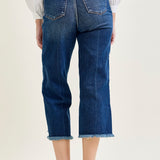 Wren High Rise Button Fly Distressed Hem Crop Wide