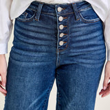 Wren High Rise Button Fly Distressed Hem Crop Wide