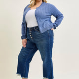 Wren High Rise Button Fly Distressed Hem Crop Wide - PLUS