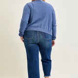 Wren High Rise Button Fly Distressed Hem Crop Wide - PLUS