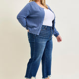 Wren High Rise Button Fly Distressed Hem Crop Wide - PLUS