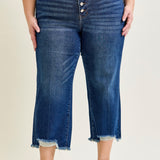 Wren High Rise Button Fly Distressed Hem Crop Wide - PLUS