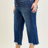 Wren High Rise Button Fly Distressed Hem Crop Wide - PLUS
