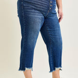 Wren High Rise Button Fly Distressed Hem Crop Wide - PLUS