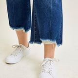 Wren High Rise Button Fly Distressed Hem Crop Wide - PLUS