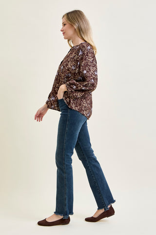 Kimberly Button Fly Hem Distressed Straight Jeans