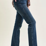 Lisa High Rise Button Fly Hem Distressed Straight Jeans