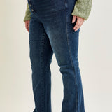 Lisa High Rise Button Fly Hem Distressed Straight Jeans - PLUS