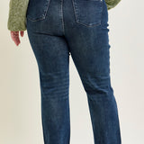 Lisa High Rise Button Fly Hem Distressed Straight Jeans - PLUS