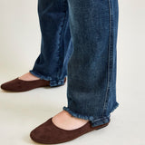 Lisa High Rise Button Fly Hem Distressed Straight Jeans - PLUS