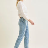 Laney V-Front Cool Denim Cuffed Boyfriend