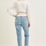 Laney V-Front Cool Denim Cuffed Boyfriend