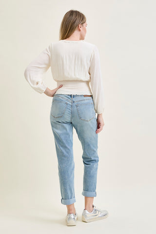 Laney V-Front Cool Denim Cuffed Boyfriend