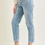 Laney V-Front Cool Denim Cuffed Boyfriend