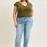 Laney V-Front Cool Denim Cuffed Boyfriend - PLUS