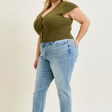 Laney V-Front Cool Denim Cuffed Boyfriend - PLUS