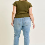 Laney V-Front Cool Denim Cuffed Boyfriend - PLUS