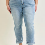 Laney V-Front Cool Denim Cuffed Boyfriend - PLUS
