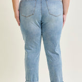 Laney V-Front Cool Denim Cuffed Boyfriend - PLUS