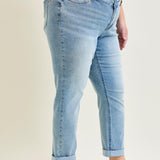 Laney V-Front Cool Denim Cuffed Boyfriend - PLUS