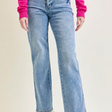 Haven Mid Rise Tummy Control Vintage Wash Straight Jeans