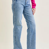 Haven Mid Rise Tummy Control Vintage Wash Straight Jeans