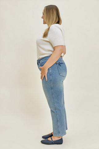 Kimberly Vintage Wash Straight Fit with Tummy Control (Petite) - PLUS