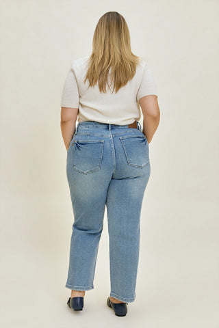 Kimberly Vintage Wash Straight Fit with Tummy Control (Petite) - PLUS