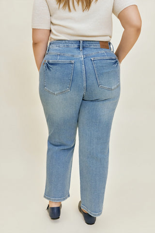 Kimberly Vintage Wash Straight Fit with Tummy Control (Petite) - PLUS