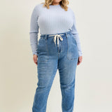 Elena High-Rise Denim Joggers: Comfy Meets Cool - PLUS