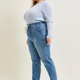 Elena High-Rise Denim Joggers: Comfy Meets Cool - PLUS