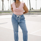 Elena High-Rise Denim Joggers: Comfy Meets Cool - PLUS