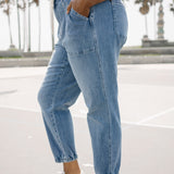 Elena High-Rise Denim Joggers: Comfy Meets Cool - PLUS