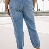Elena High-Rise Denim Joggers: Comfy Meets Cool - PLUS
