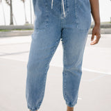 Elena High-Rise Denim Joggers: Comfy Meets Cool - PLUS