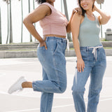 Elena High-Rise Denim Joggers: Comfy Meets Cool