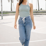 Elena High-Rise Denim Joggers: Comfy Meets Cool