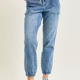 Elena High-Rise Denim Joggers: Comfy Meets Cool