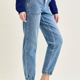 Elena High-Rise Denim Joggers: Comfy Meets Cool