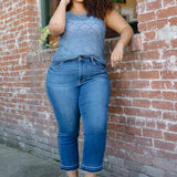 Aurora High Rise Vintage Wash Kick Flare With Released Hem - PLUS