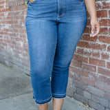 Aurora High Rise Vintage Wash Kick Flare With Released Hem - PLUS