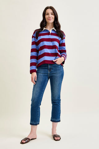 Aurora High Rise Vintage Wash Kick Flare With Released Hem