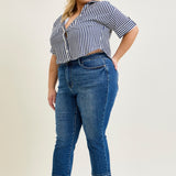 Aurora High Rise Vintage Wash Kick Flare With Released Hem - PLUS