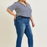 Aurora High Rise Vintage Wash Kick Flare With Released Hem - PLUS