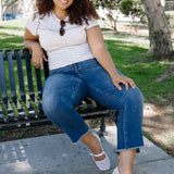 Scarlett High Rise Dark Wash Kick Flare - PLUS
