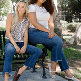 Scarlett High Rise Dark Wash Kick Flare - PLUS